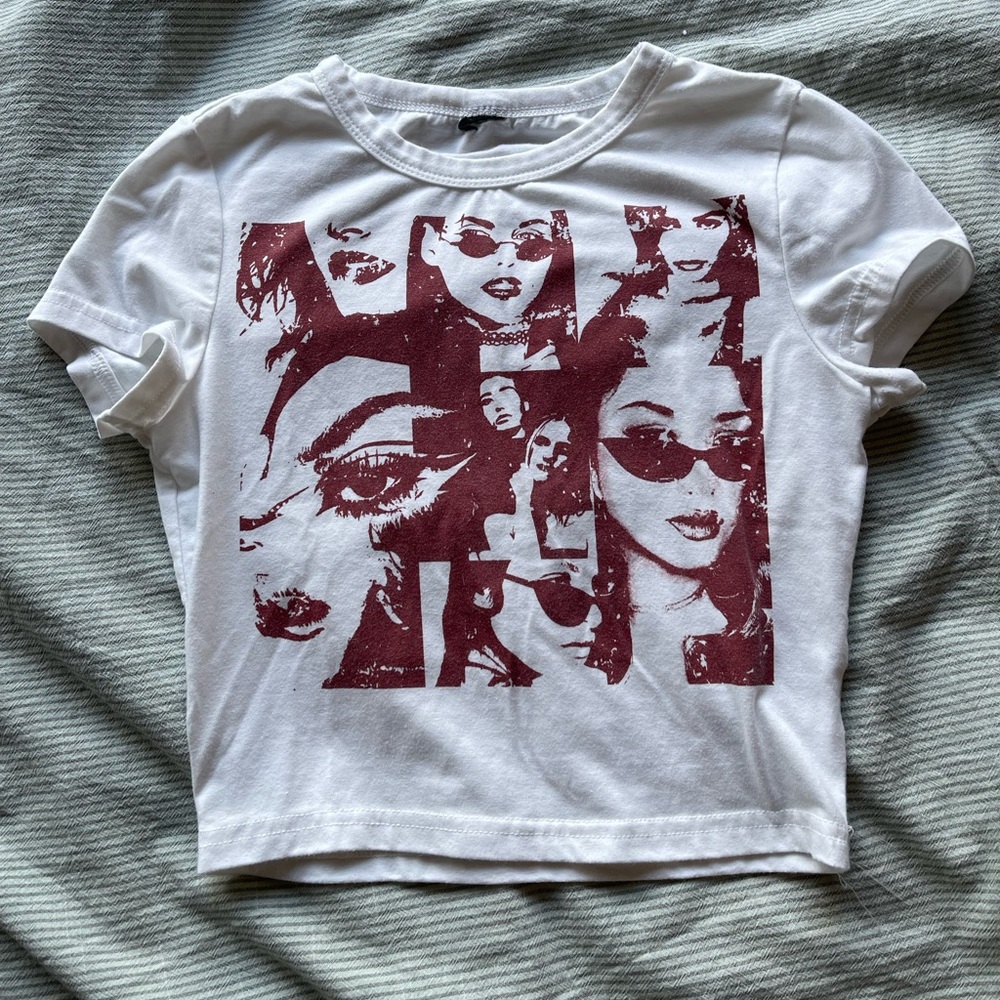 White Graphic baby T-Shirt with Red Print
